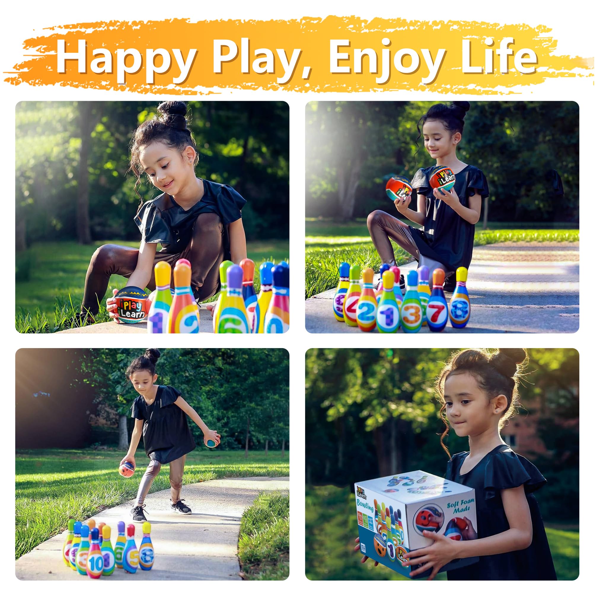 iPlay iLearn Kids Bowling Foam Balls 2: lightweight, easy grip for little hands.