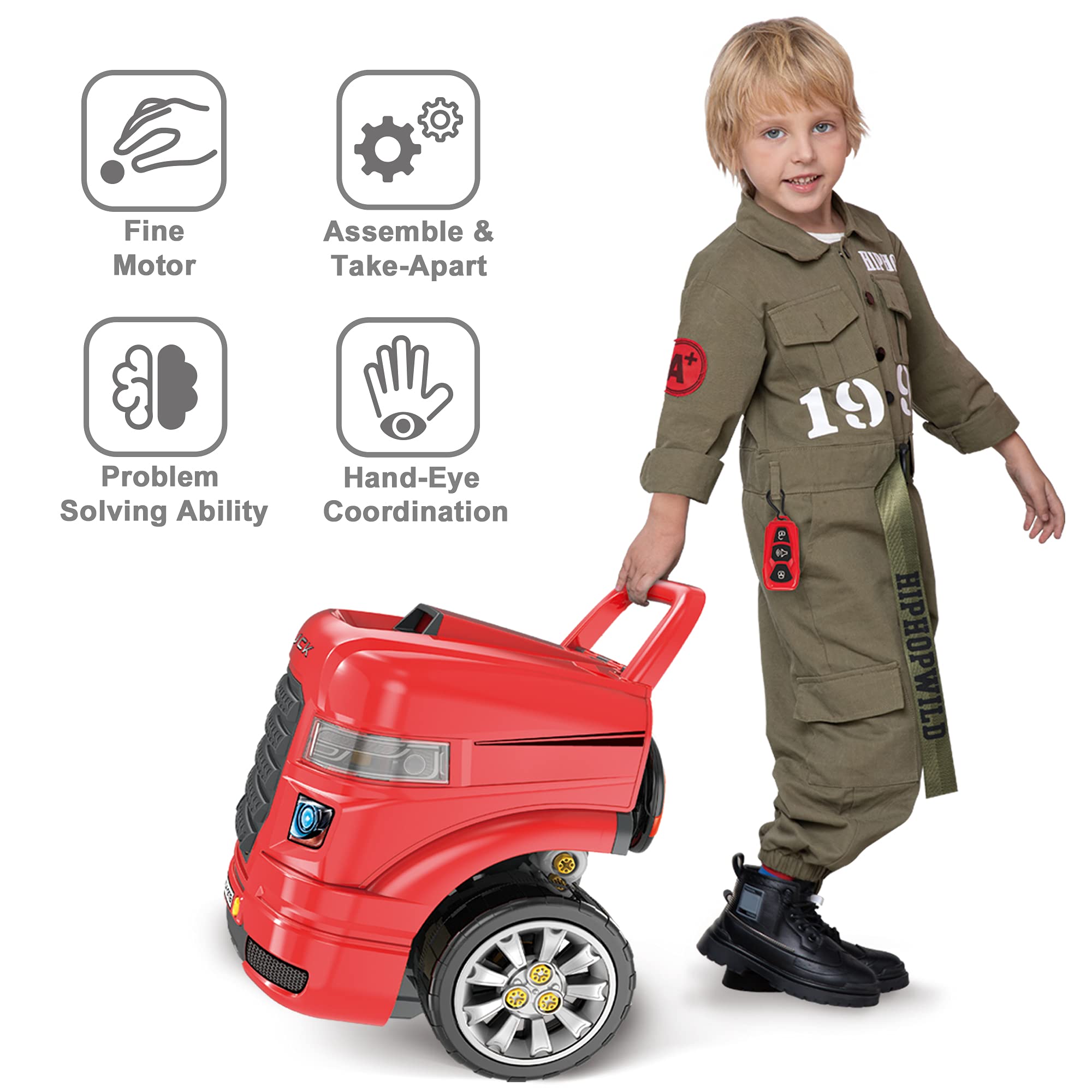 iPlay iLearn jack stands and removable wheels support dynamic exploration