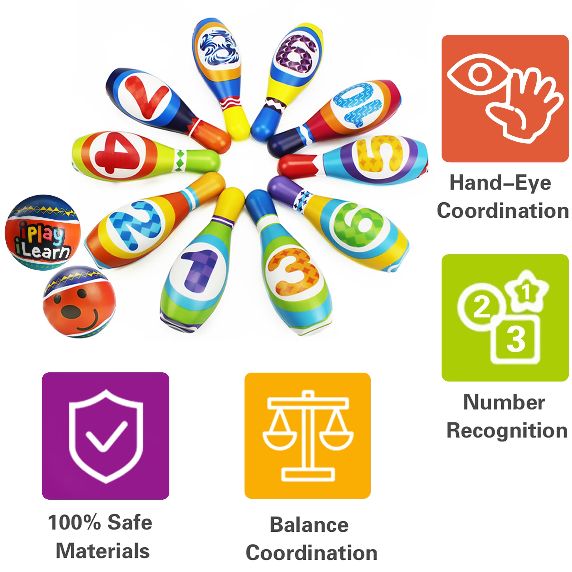 iPlay iLearn Soft Foam Pins: squishy, safe recreation for preschoolers.
