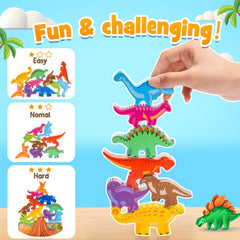 IPOURUP Bright dinosaur figures help kids explore sequences and spatial thinking through stacking.