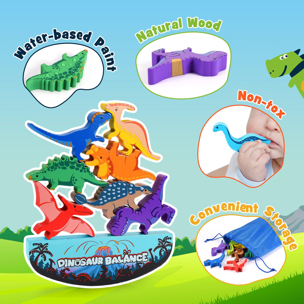 IPOURUP dinosaur sets enable a family competition to stack higher together.