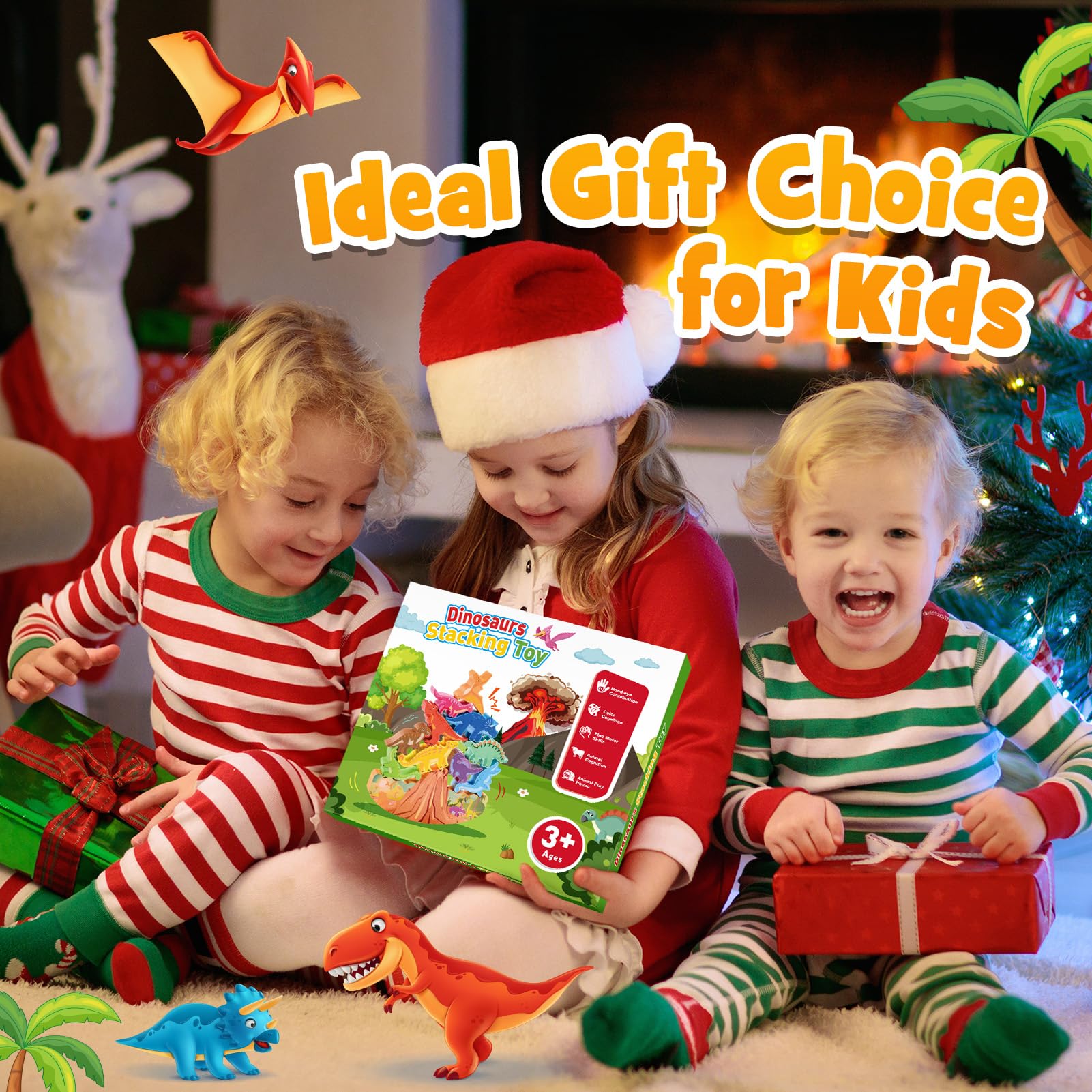 IPOURUP Gift-ready dinosaur toy in a stylish box for Christmas, birthdays, or travel.