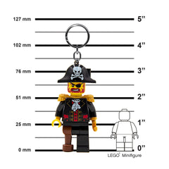 IQ LEGO Captain Brickbeard keychain light with LED feet and mini figure design.