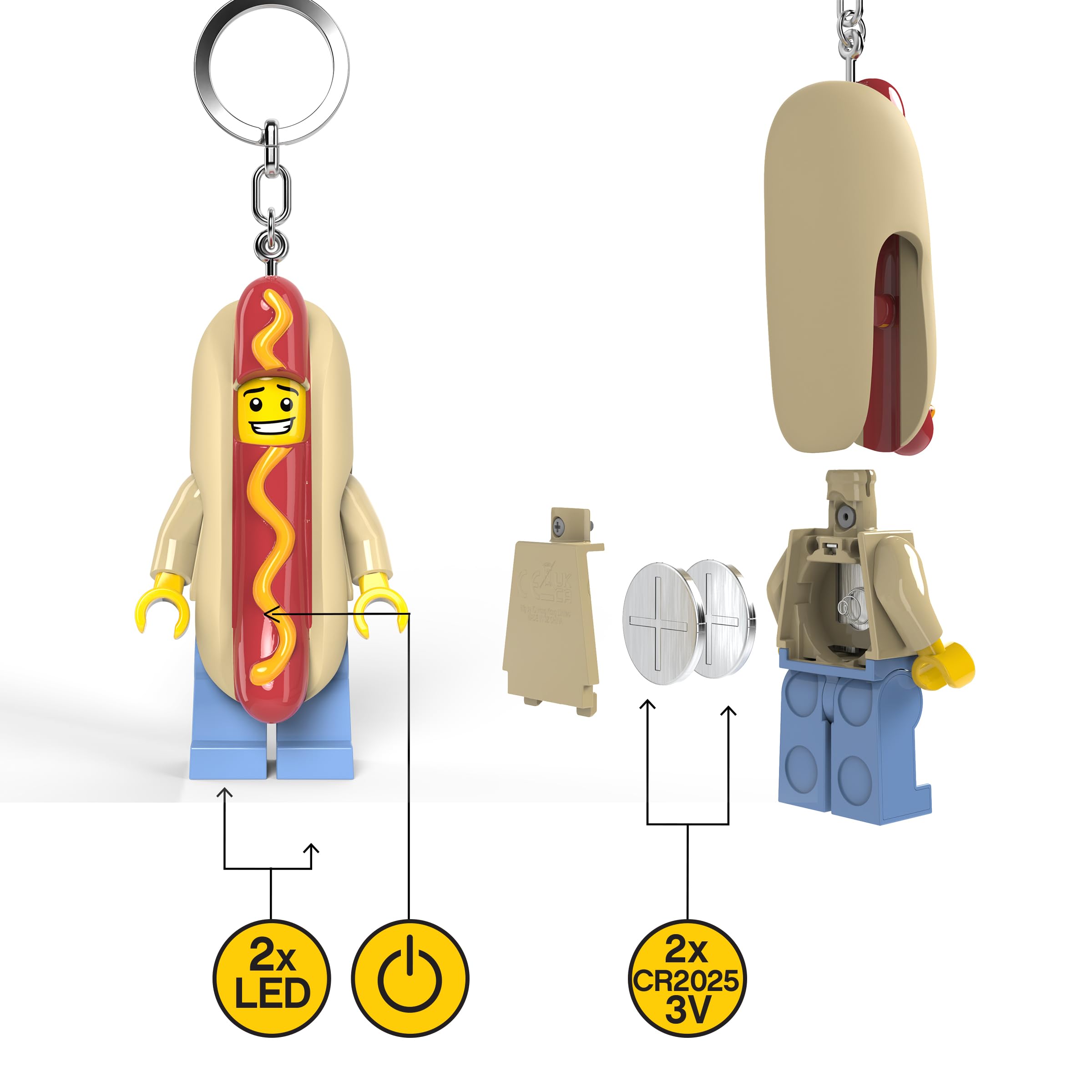 IQ LEGO Hot Dog Man keylight includes soft silicone costume detail