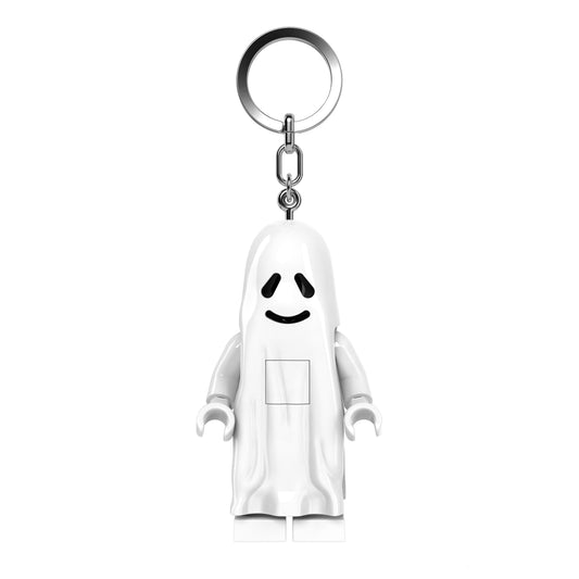 IQ LEGO Ghost keychain light front view with glow for quick access
