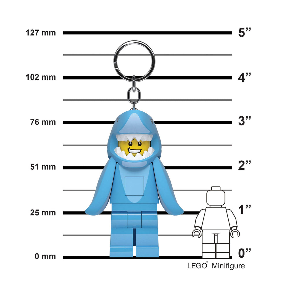 IQ LEGO Minifigures Keychain Light; 3-inch poseable shark figure ideal for adjustable lighting.