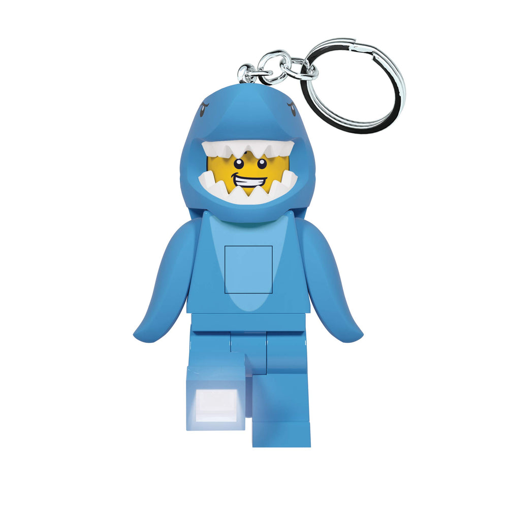 IQ LEGO Minifigures Keychain Light Shark Suit Guy; two LED feet illuminate dark spaces.