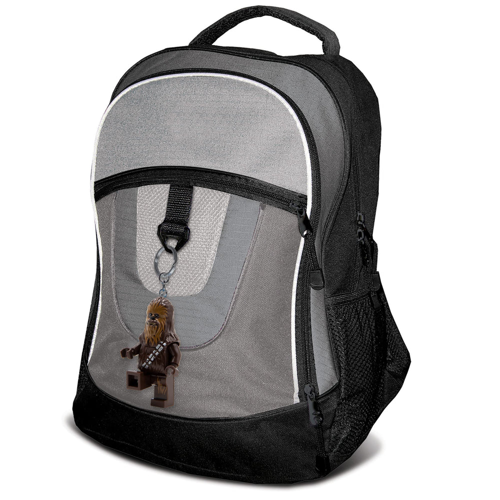IQ LEGO Star Wars Chewbacca Key Light feet glow for dim-light visibility.