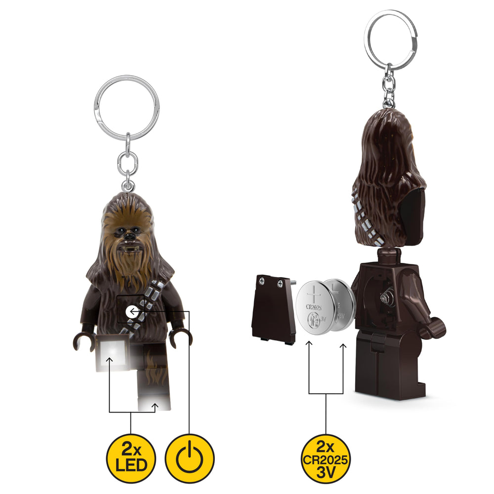 IQ LEGO Star Wars Chewbacca Key Light attached key ring for bags.