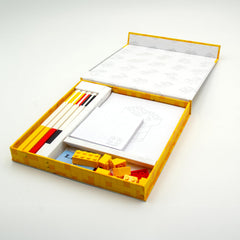 IQ Lego Stationery Eco Packaging highlighting plastic-free gift box.