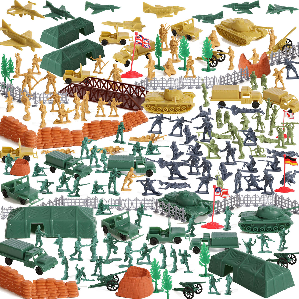 IQ Toys military base set figures in four colors ready for imaginative play