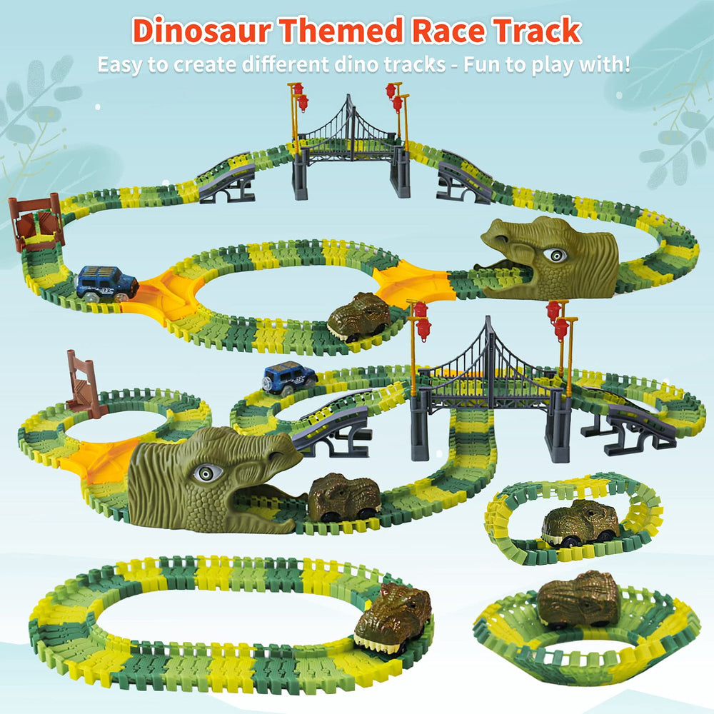 IQKidz Dinosaur World Race Track bridge provides sturdy passage for dynamic races