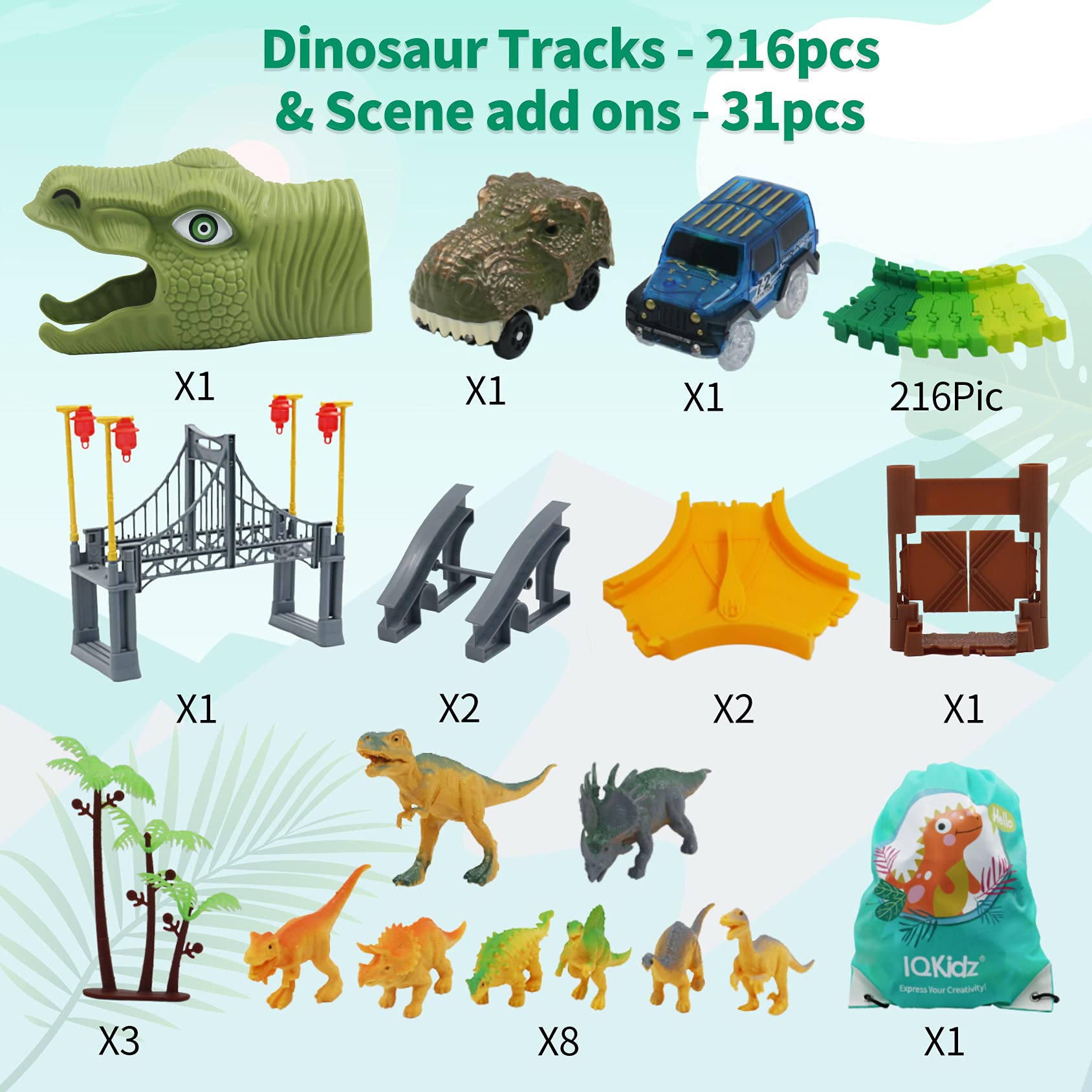 IQKidz Dinosaur World Race Track car enabling fast action and pretend adventures
