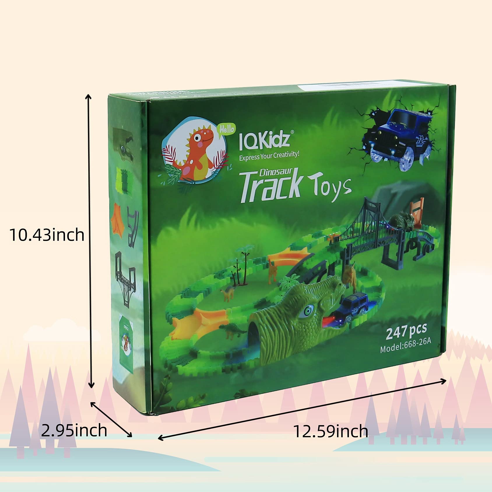 IQKidz Dinosaur World Race Track packaging makes a child-friendly gift