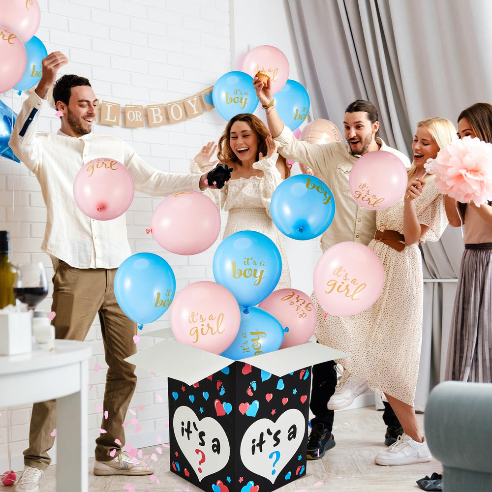 Ireer pink and blue balloons pack ready for suspenseful color reveal.