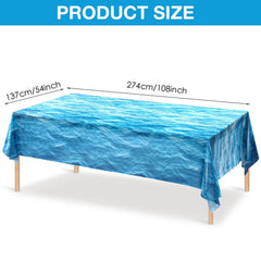Irenare ocean waves table cover waterprint blue ideal for indoor or outdoor dining.
