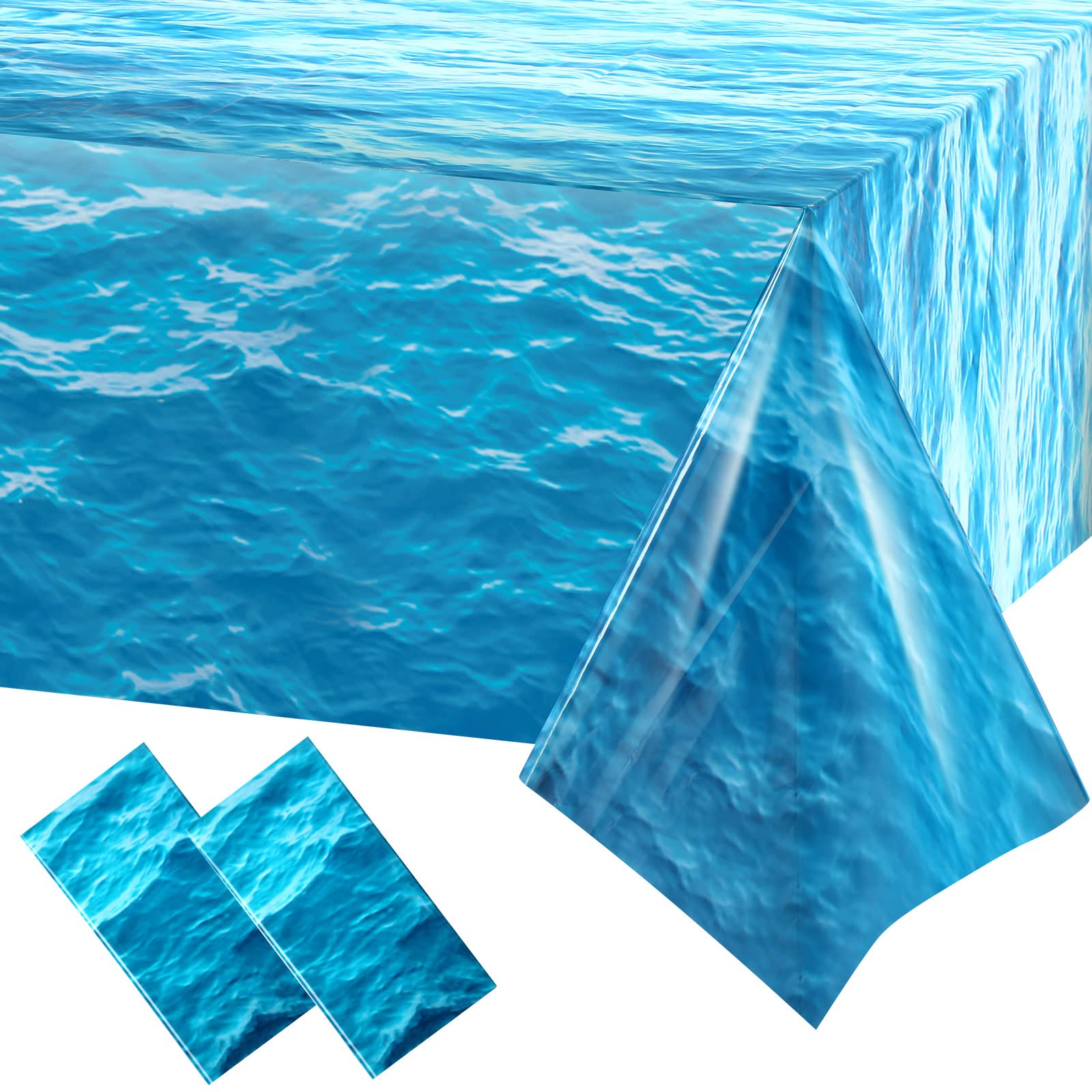 Irenare ocean waves tablecloth 54x108 inches protects surfaces and eases cleanup.