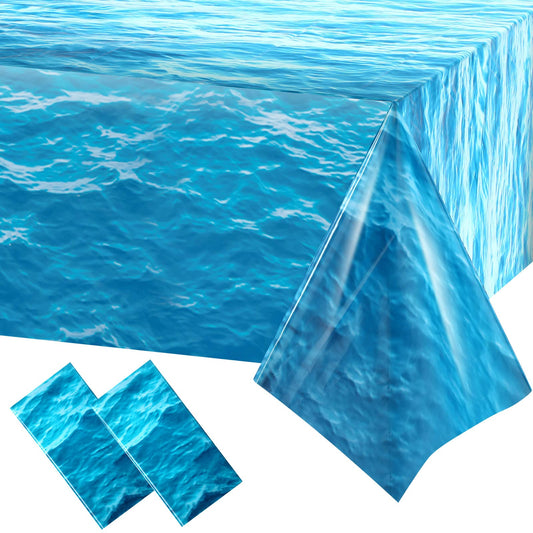 Irenare ocean waves tablecloth 54x108 inches protects surfaces and eases cleanup.