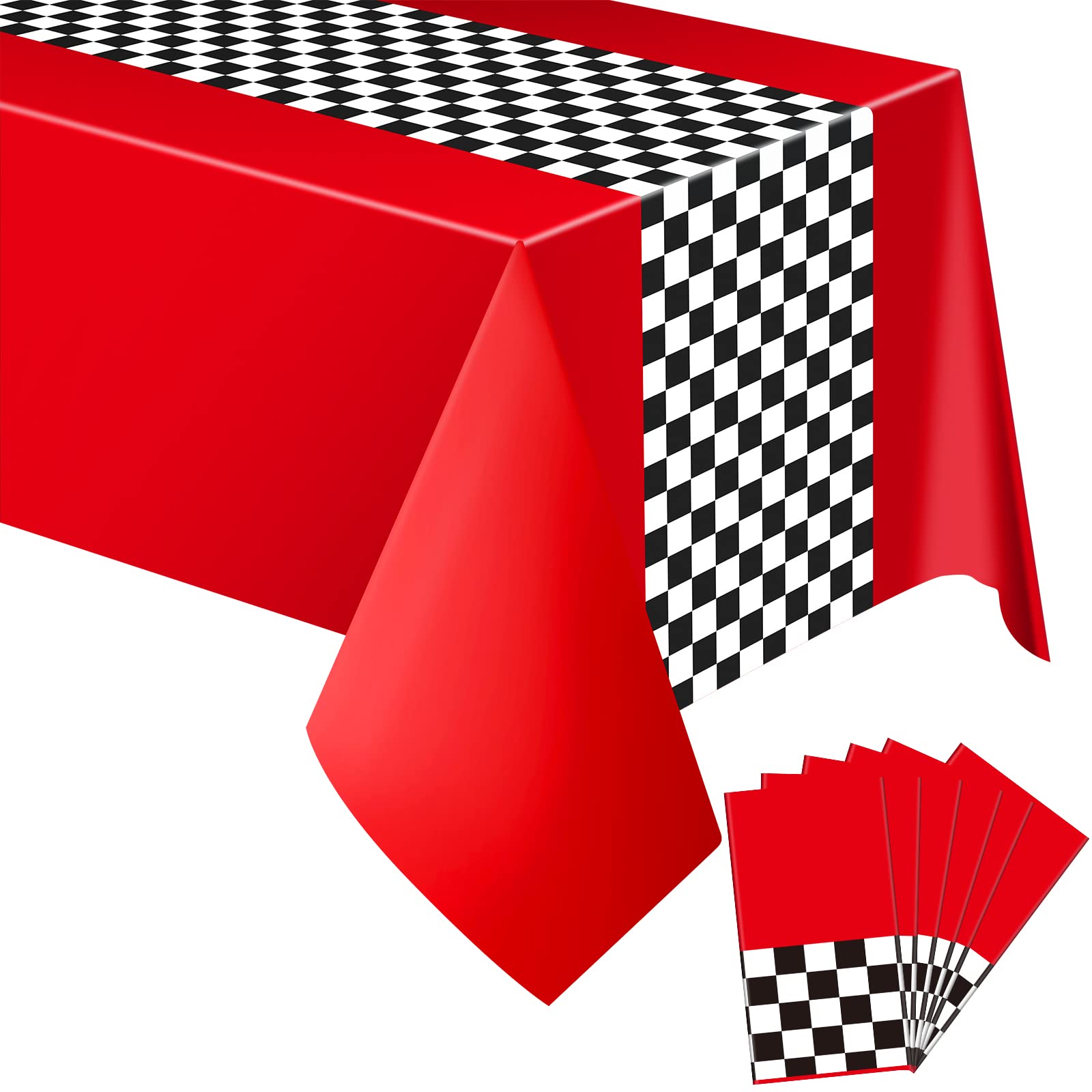Irenare racetrack tablecloth pack laid out for a car themed party