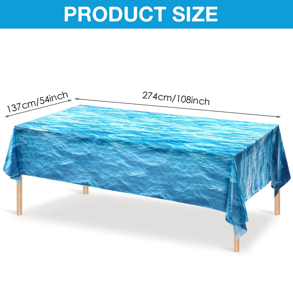 Irenare blue water print table cover enhancing beach party setup