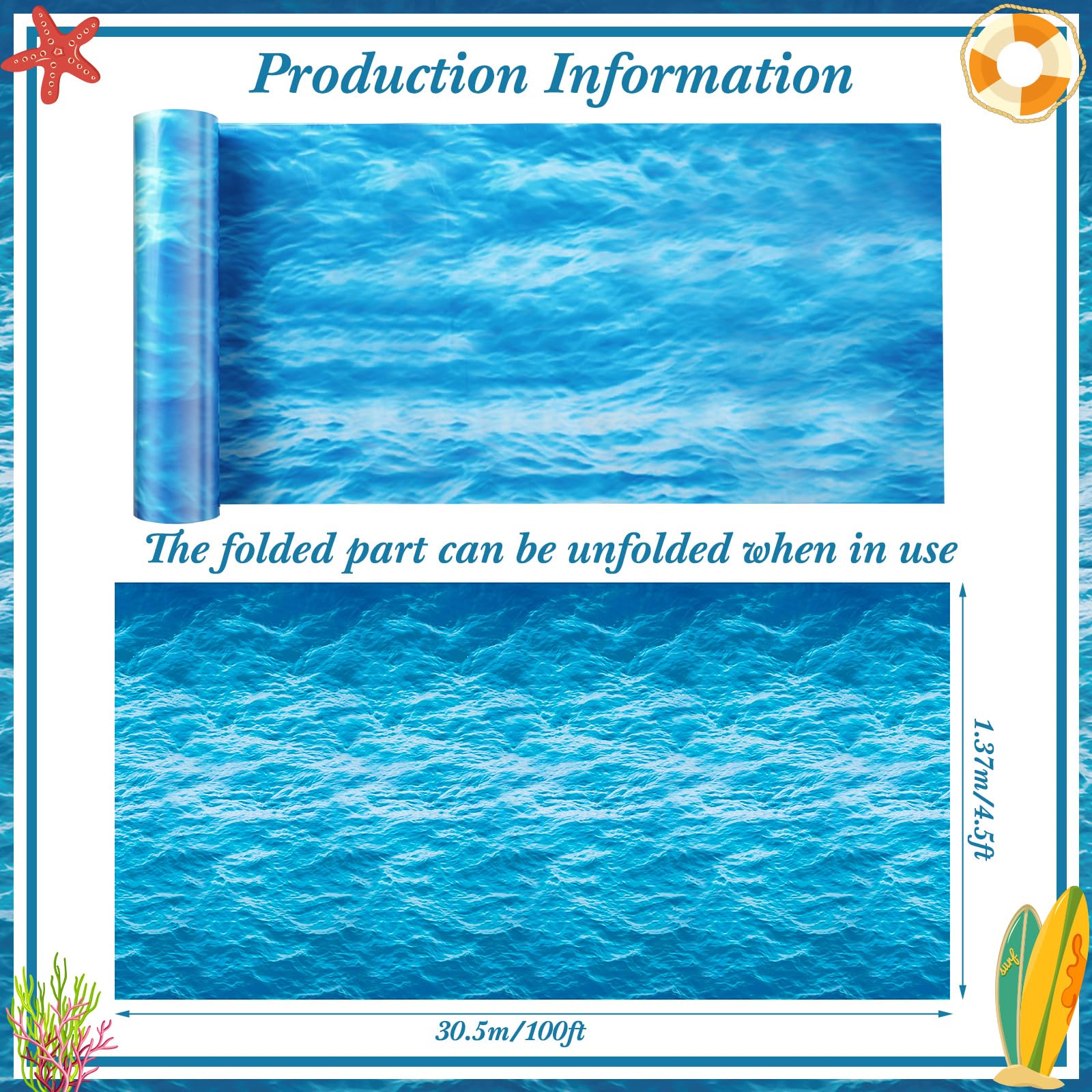 Irenare water print tablecover backdrop highlights aquatic theme and easy cleanup at events.