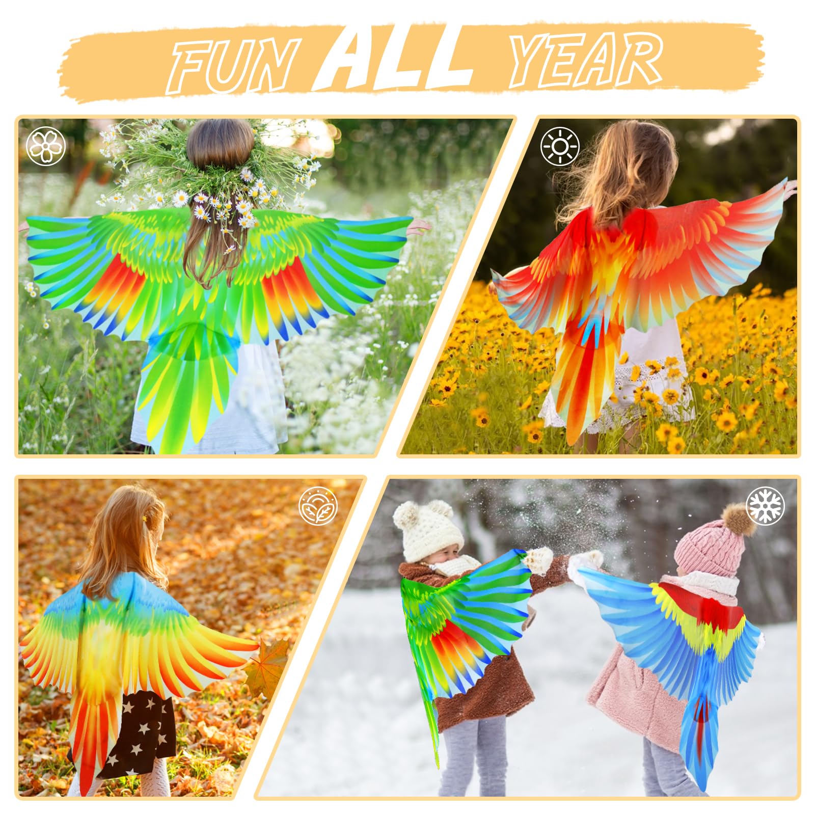 IROLEHOME bird wings costume back view, adjustable shoulder straps for quick on/off