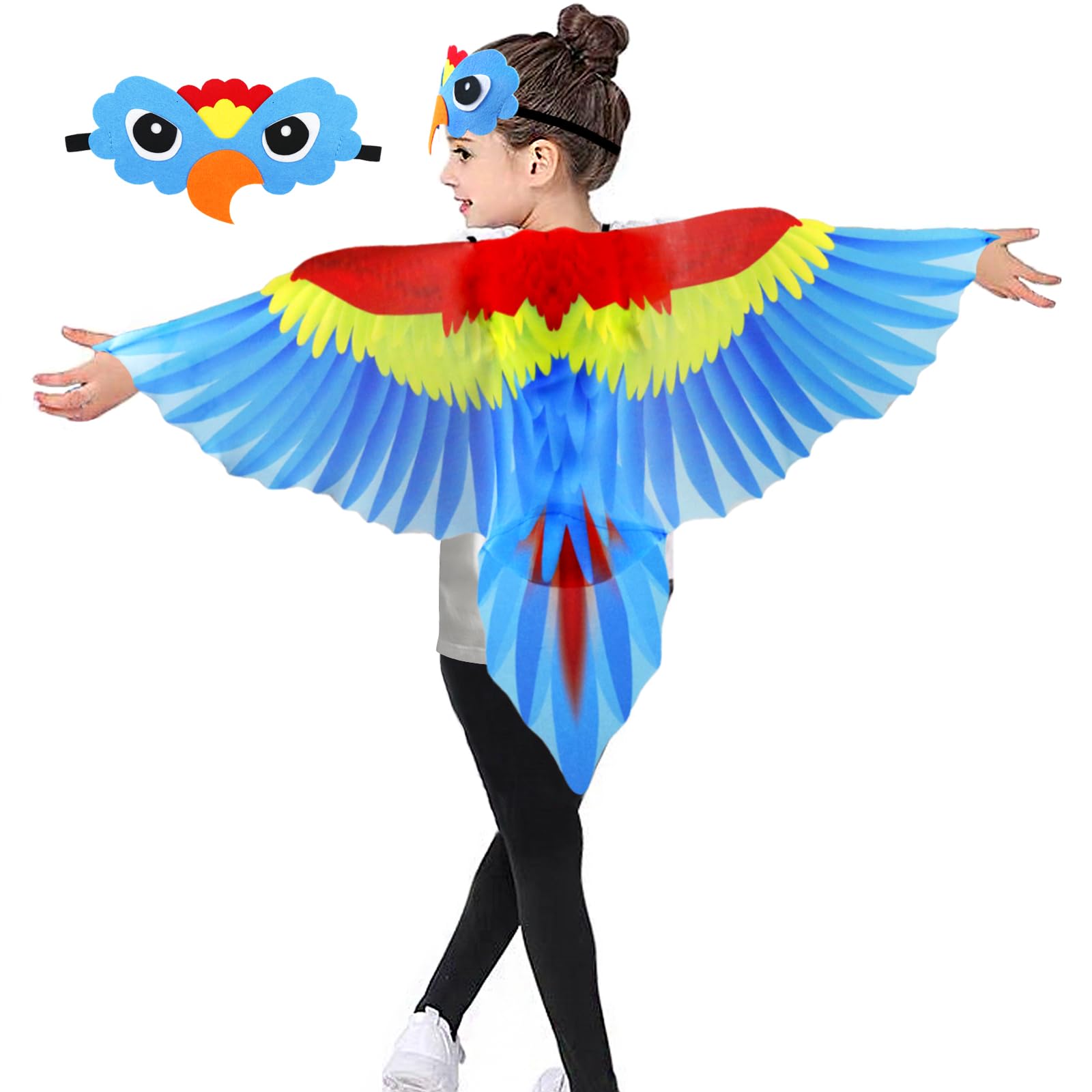 IROLEHOME bird wings costume front view, lightweight chiffon for all-day pretend play