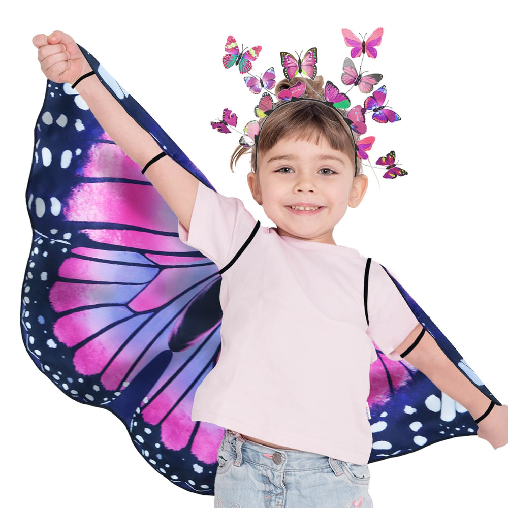 irolewin double-sided kids butterfly wings front view for joyful dress-up and vivid visuals.