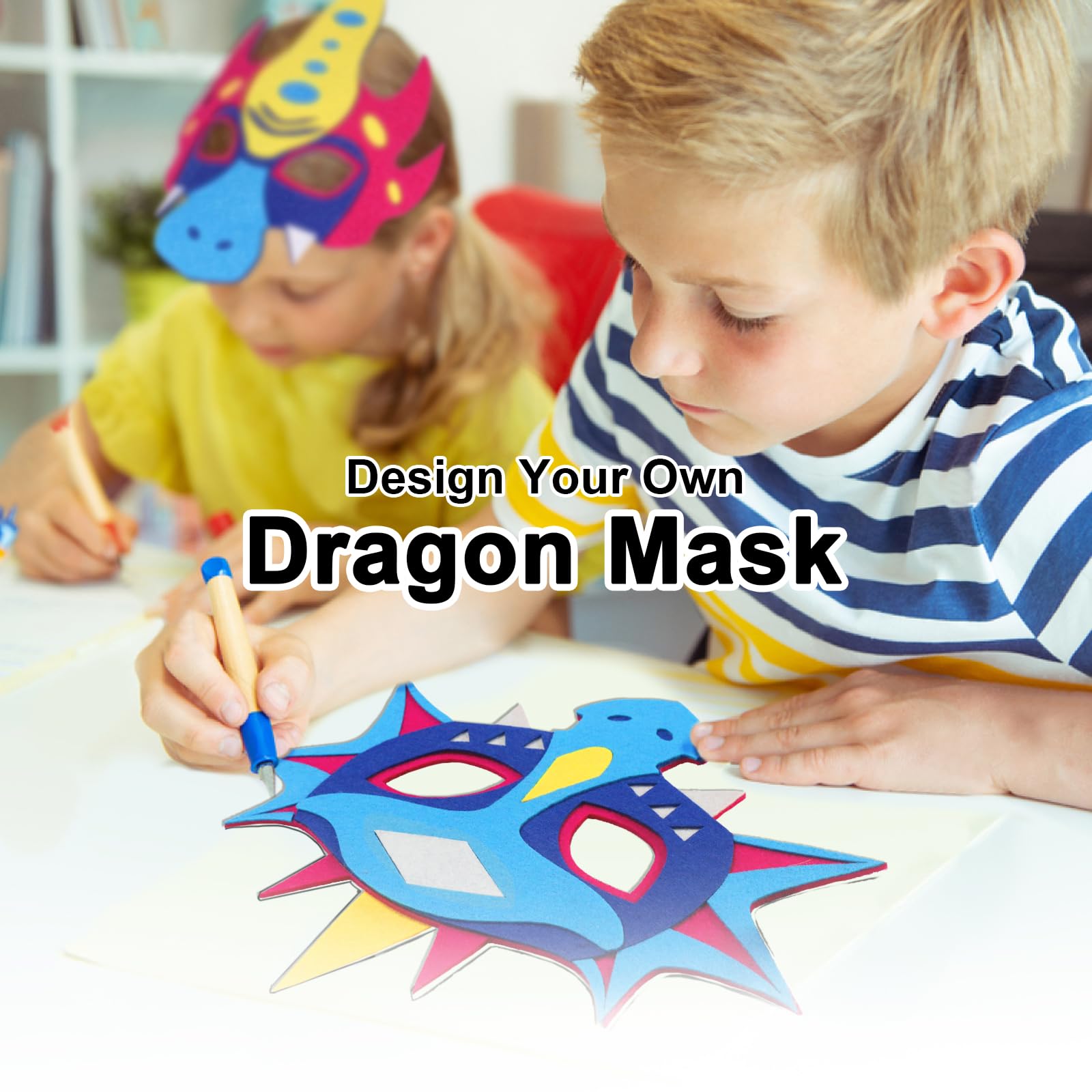 Close-up of stitching on iROLEWIN dragon masks, durable details.