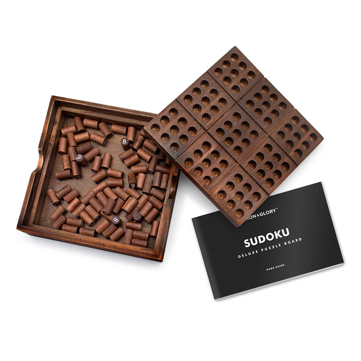 Iron And Glory Sudoku board with built-in storage keeps all pegs organized.