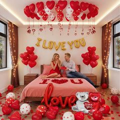 IROUHOR White heart balloon 12in contrasts red accents for festive vibes