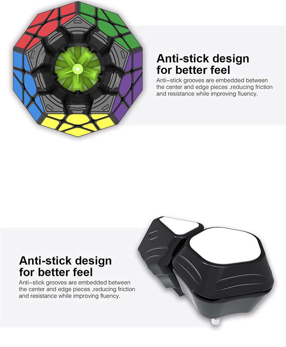 IRRDFO Megaminx speed cube black detailed face emphasizes sturdy construction and durable ABS