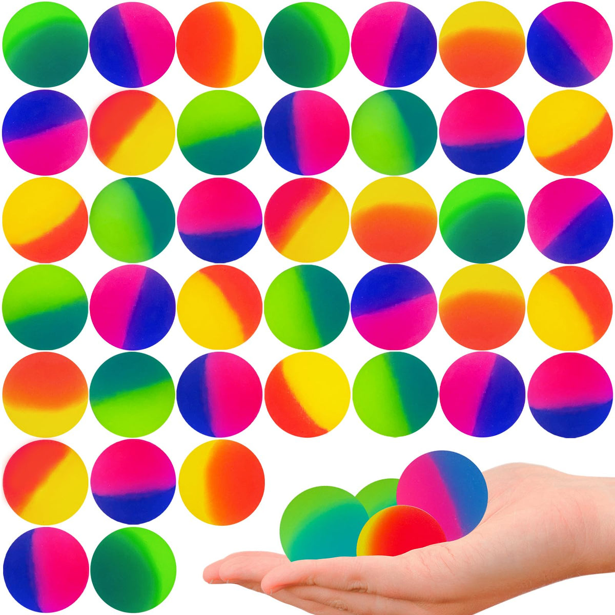 Irrmshr 40-pack bouncy balls for kids' party prizes.