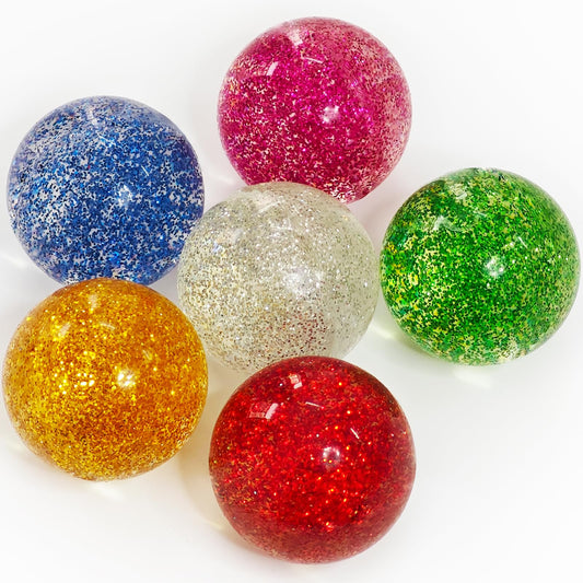 Irrmshr glitter bounce ball six colors 42 mm dazzle kids during play and gifts.