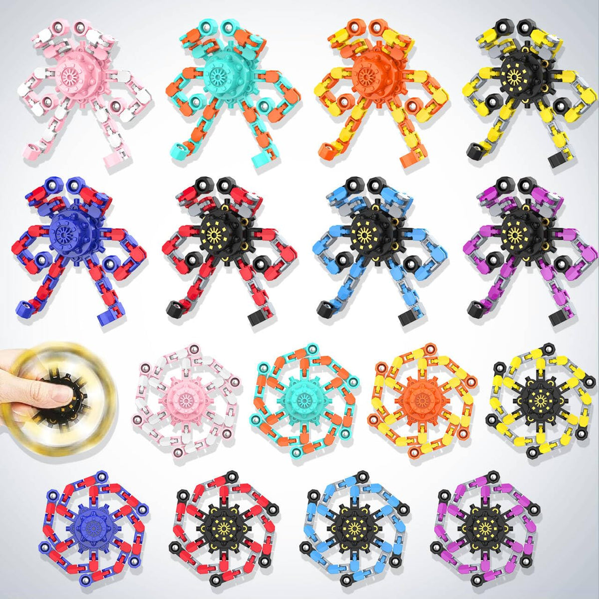 Irvotbes transformable spinner with six deformable chains offering tactile play and creativity