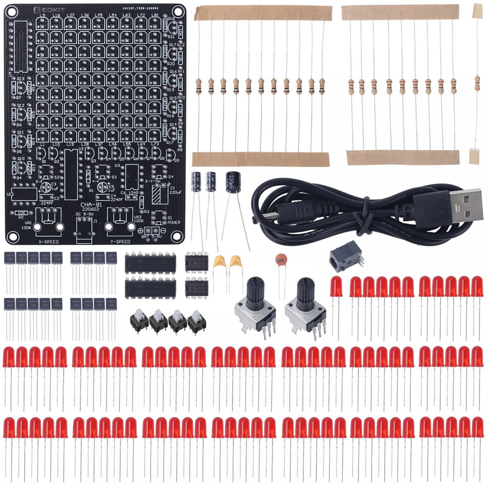 IS Soldering Learning Kit knob control enables customizable LED speed for experiments