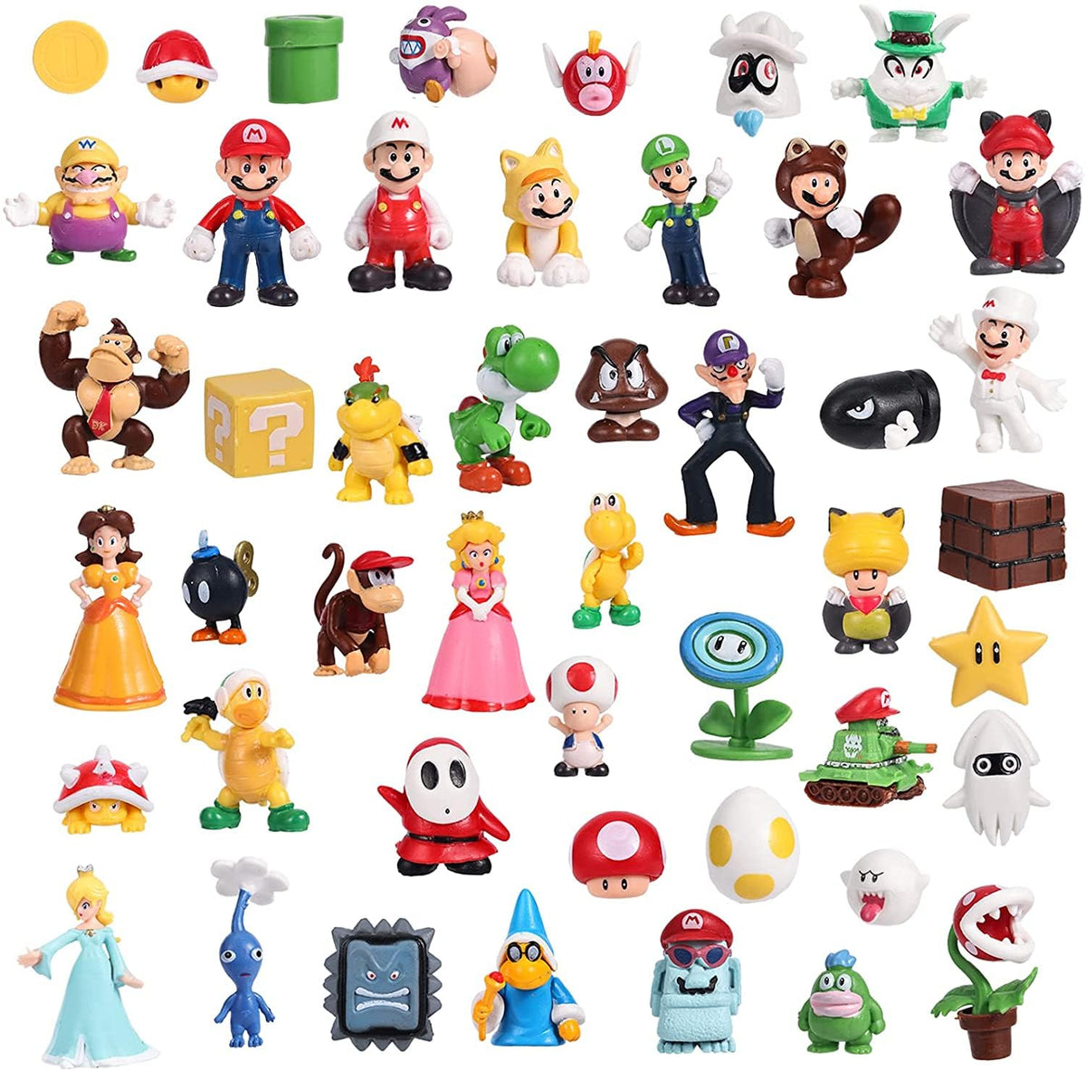 Isaneihas Mario figures 48-piece set, 2-inch PVC collectibles for shelf display and cake toppers