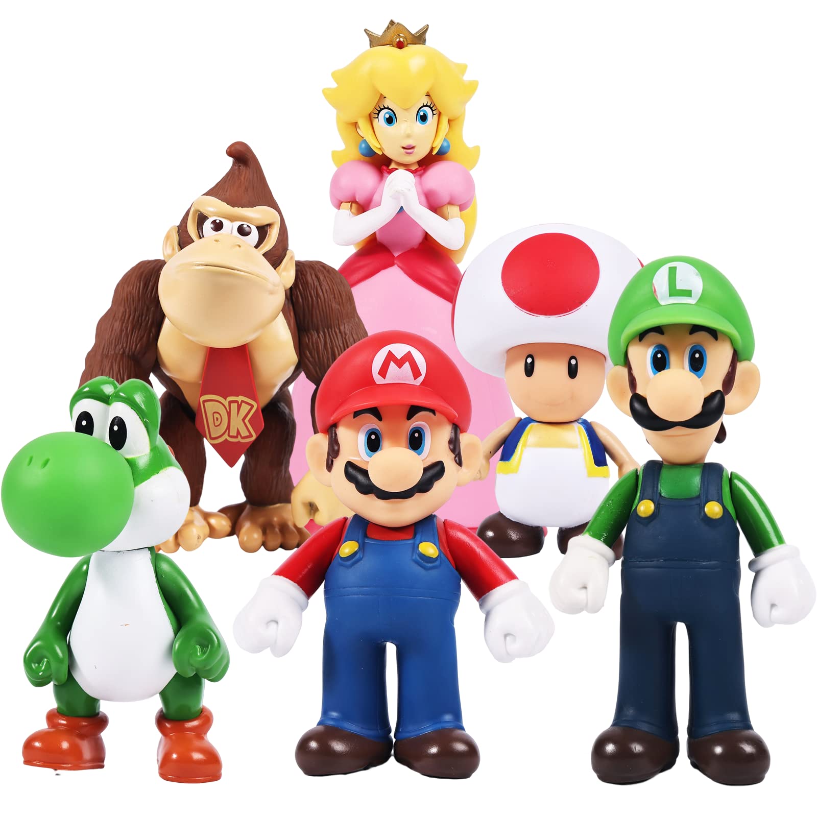 Isaneihas Mario figures 6-pack: ideal shelf decor and cake toppers.