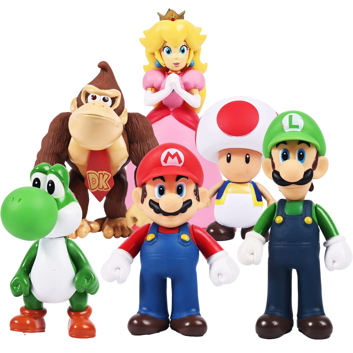 Isaneihas Mario figures 6-pack: ideal shelf decor and cake toppers.