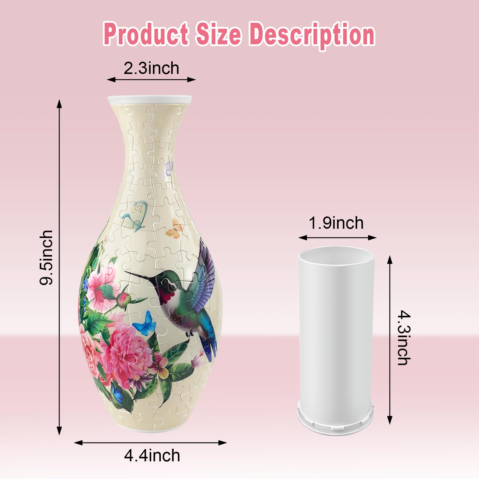 Iselyn 3D puzzle vase green design with hummingbird adds natural room charm.