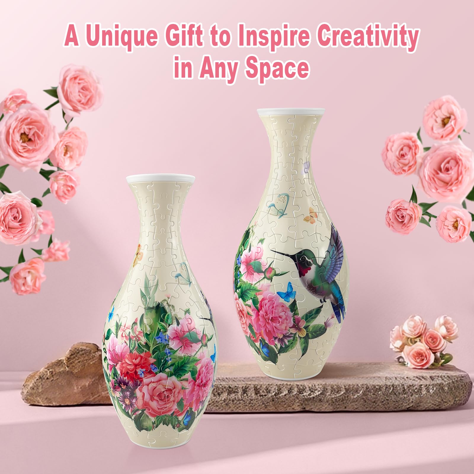 Iselyn 3D puzzle vase sturdy stand for secure display in home decor.