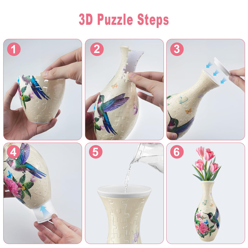 Iselyn 3D puzzle vase detachable water cup for fresh floral arrangements.