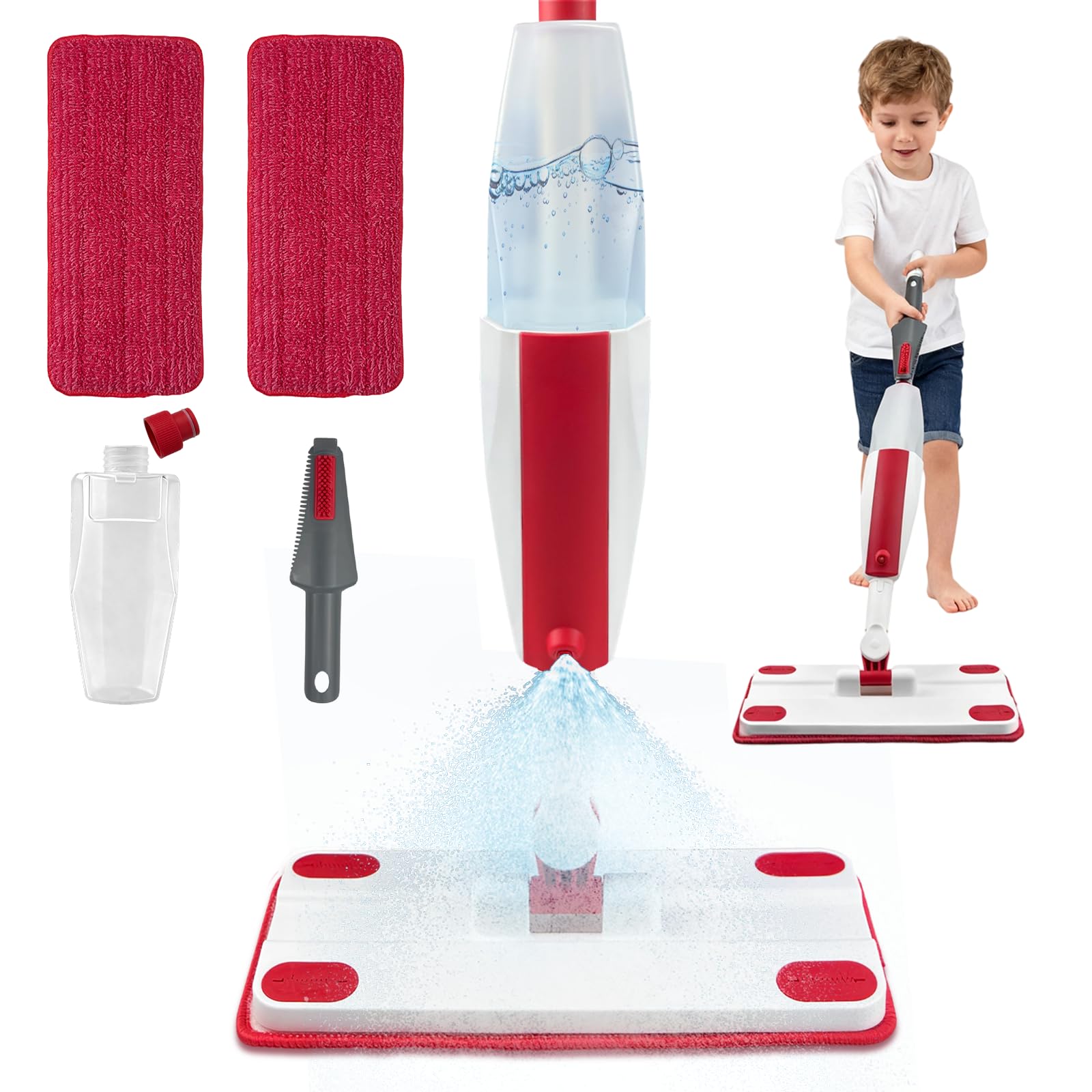 Iselyn Kids Spray Mop handle with an easy grip for little hands.