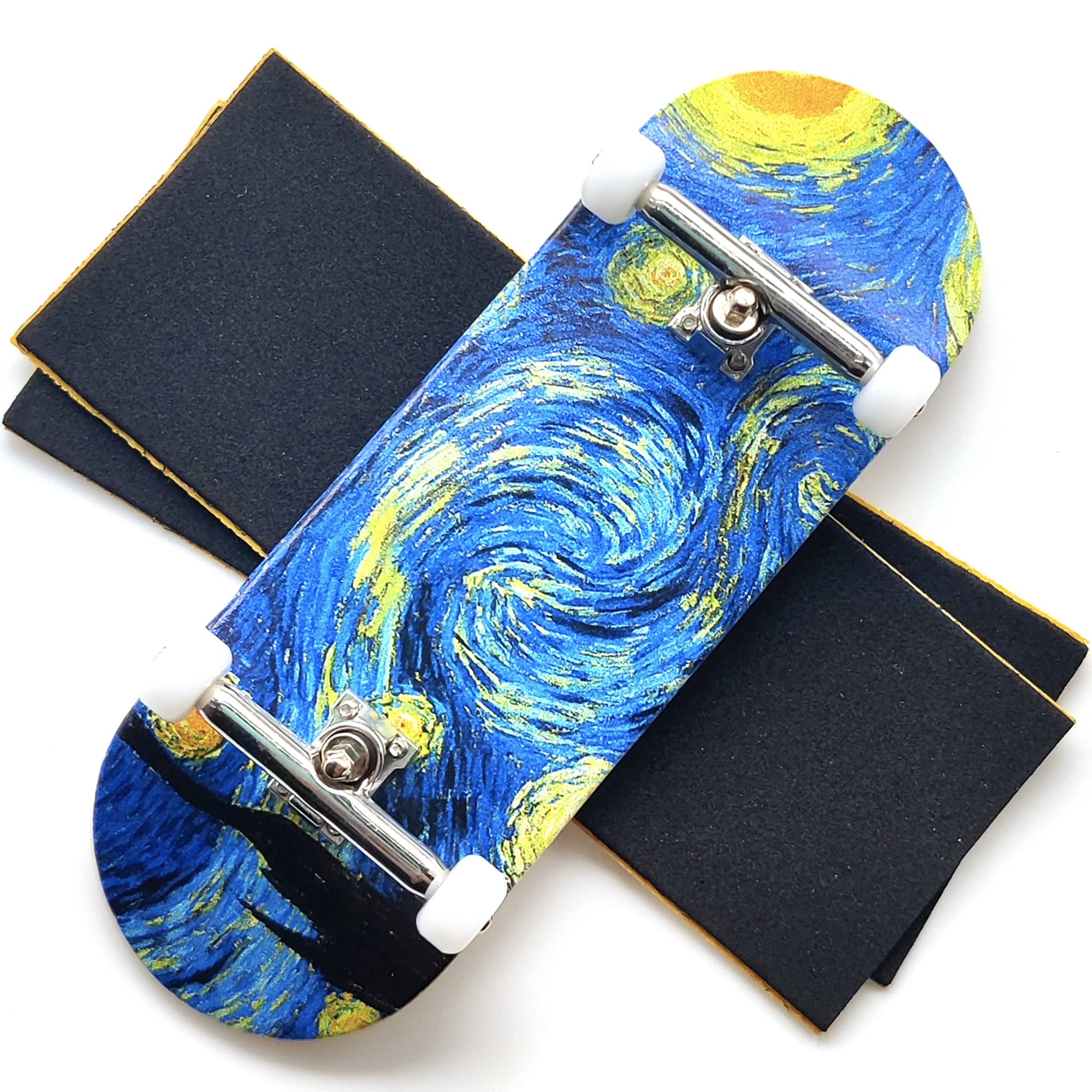 ishrunkthis Starry Night 34mm fingerboard deck with swirly night sky for art inspired practice