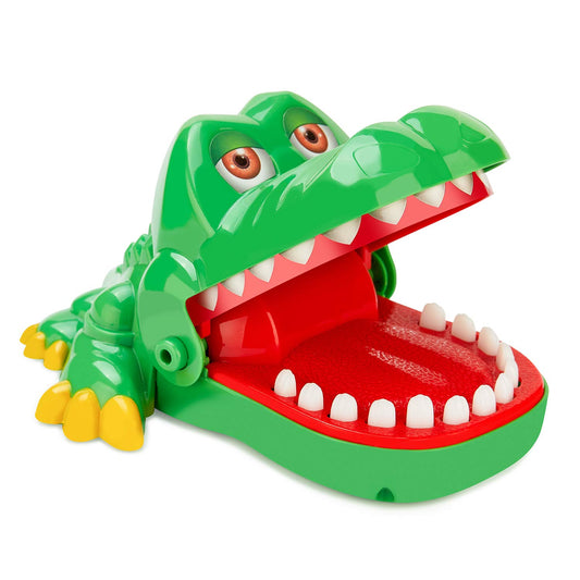 iShyan crocodile teeth toy close-up shows durable plastic construction for kids.