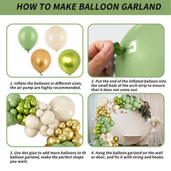 Isndare green white gold 16 ft balloon strip for quick, cohesive garlands.