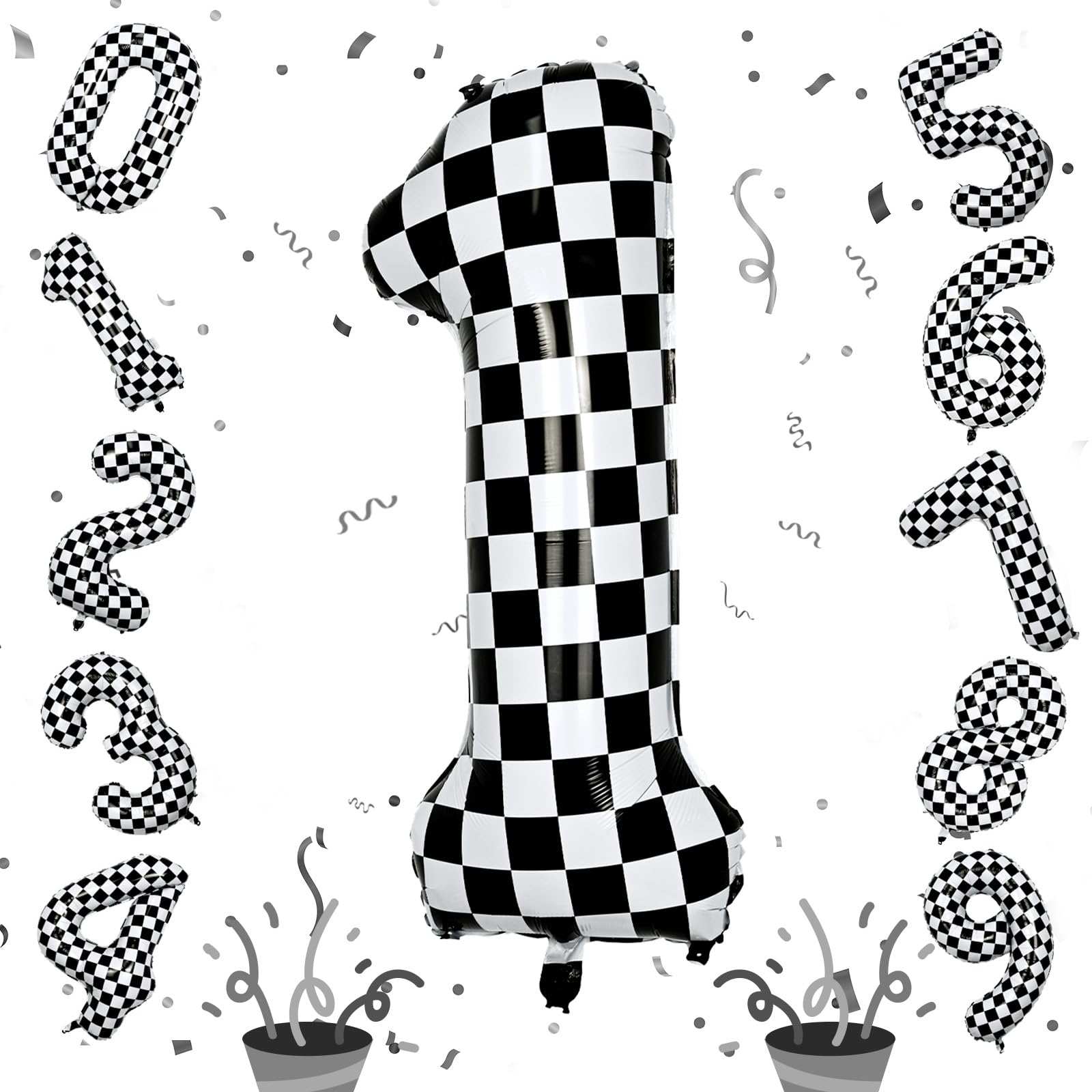 Isndare checkered number 1 40-inch balloon for bold party decor