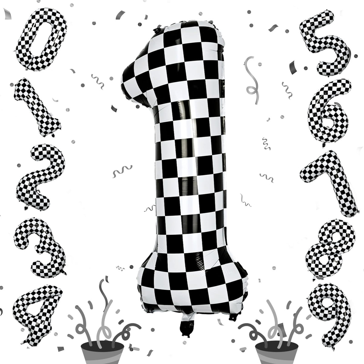 Isndare checkered number 1 40-inch balloon for bold party decor