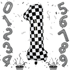 Isndare checkered number 1 40-inch balloon for bold party decor