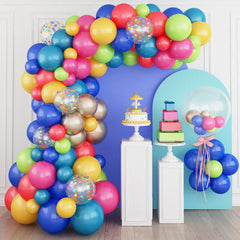 Isndare colorfully themed balloon garland kit main display for vibrant party décor and easy setup.